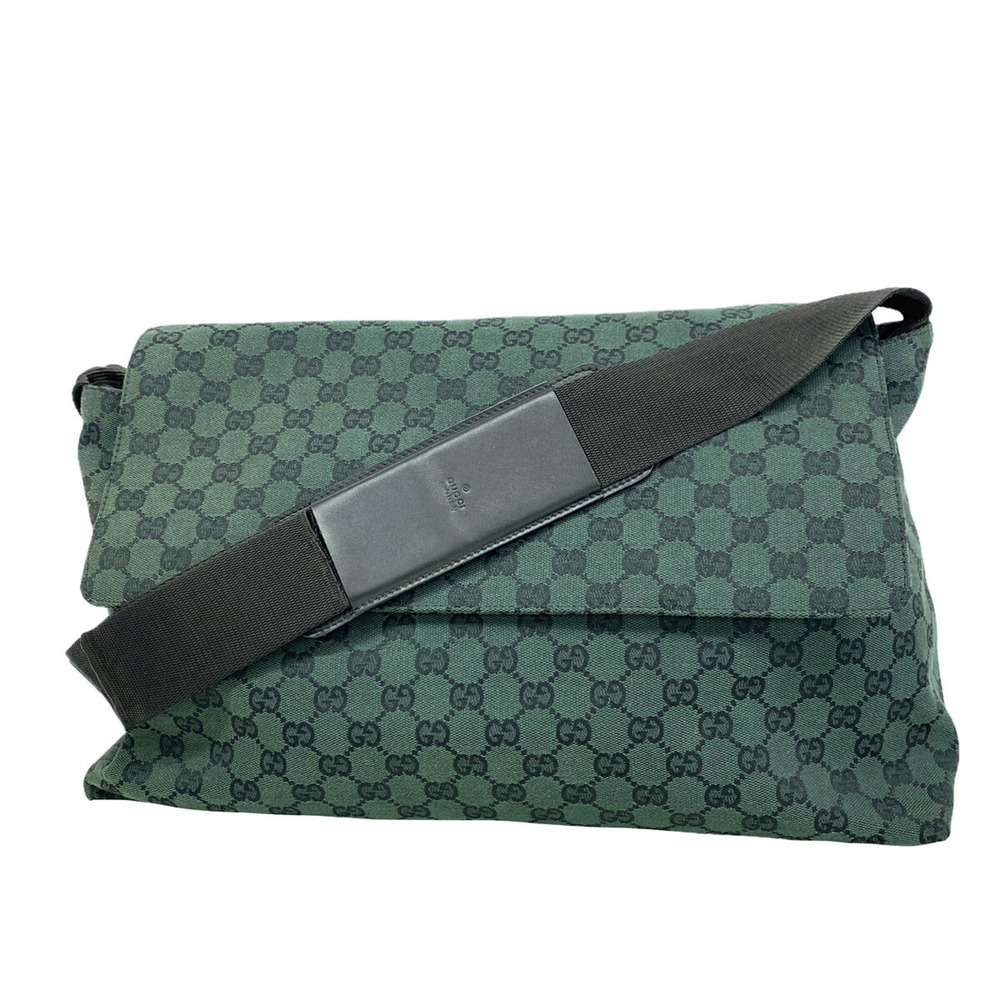 Gucci GG Canvas Shoulder Bag 272350, Green Canvas, Women's